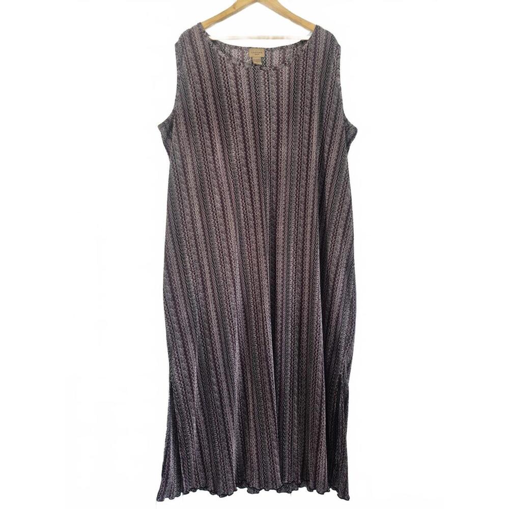 Choices Woman Ladies Purple Black Print Stretch Knit Dress Shift Style Sleeveles